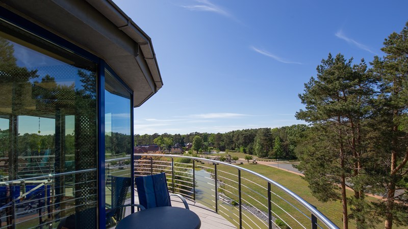 Ferienhaus Leuchtturm Glowe Balkon mit Rundumsicht Spielplatz
