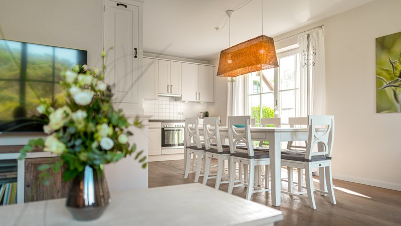Ferienhaus Dünenhaus Glowe Essbereich großer Esstisch